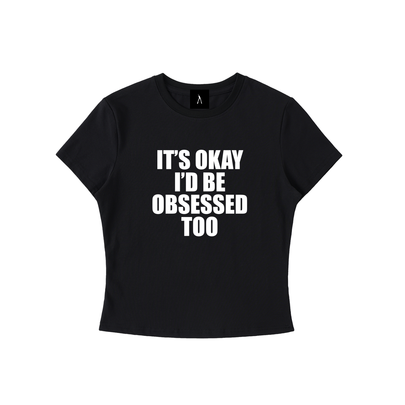 It's Okay Baby Tee  Distressed (Black)