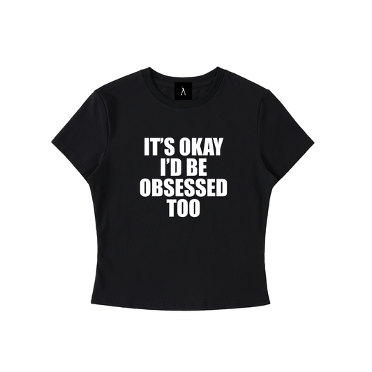 It's Okay Baby Tee  Distressed (Black)